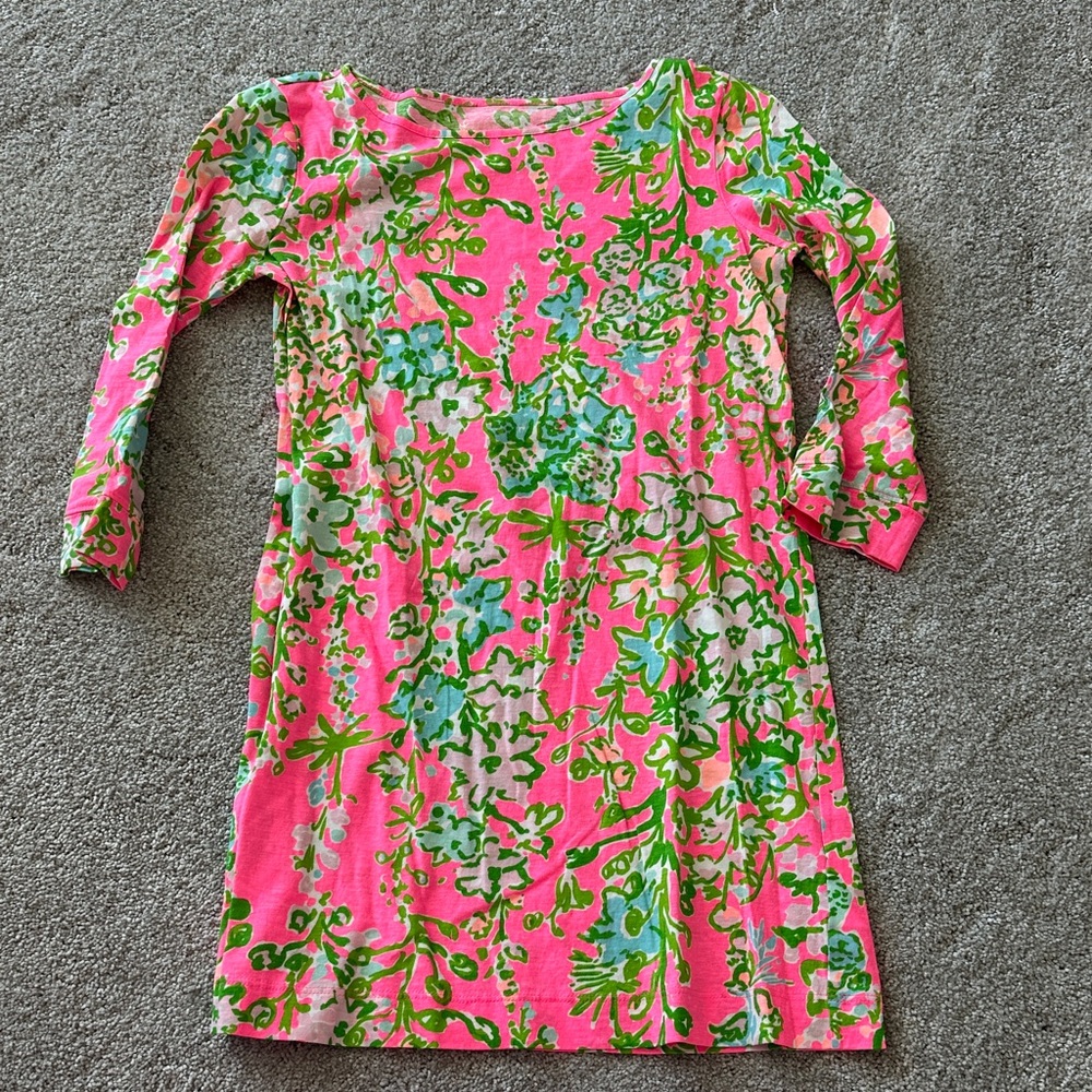 Lilly Pulitzer Pink and Green Floral Kids Dress